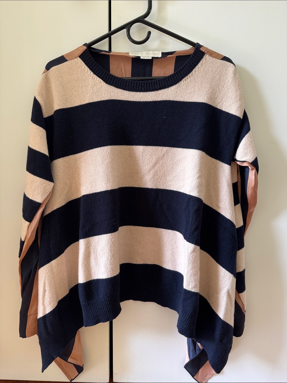 Stella McCartney Navy & Blush Striped sweater with silk back